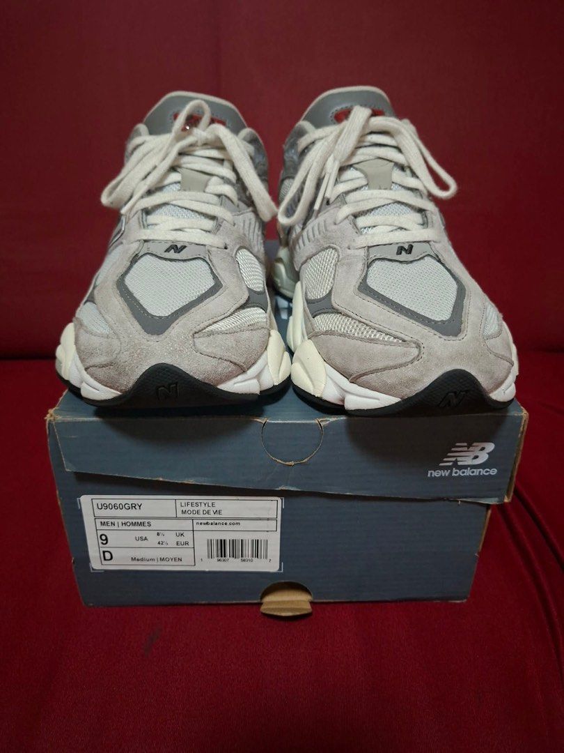 Orig NB 9060 Grey Size 9 US (Category: Sneakers) located in Manila. Submitted by mikeyfavis96562 (Listing ID 1467227113, Image 1). Description: - Brand: New Balance - Model: 9060 (Classic Grey) - Size: US 9 / UK 8.5 / EU 42.5 - Condition: Very clean, ready to wear, minor usage only in malls - Includes: Original shoe box - Features: Chunky midsole with premium suede and mesh panels 9.5/10.