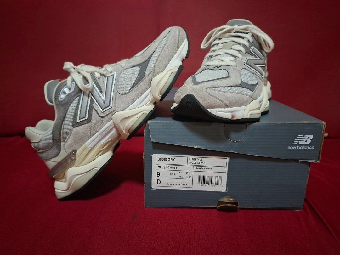Orig NB 9060 Grey Size 9 US (Category: Sneakers) located in Manila. Submitted by mikeyfavis96562 (Listing ID 1467227113, Image 2). Description: - Brand: New Balance - Model: 9060 (Classic Grey) - Size: US 9 / UK 8.5 / EU 42.5 - Condition: Very clean, ready to wear, minor usage only in malls - Includes: Original shoe box - Features: Chunky midsole with premium suede and mesh panels 9.5/10.