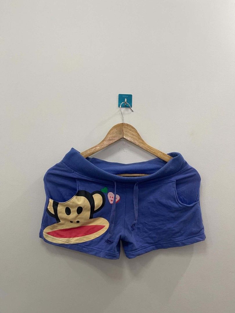 Paul Frank Blue Monkey Shorts (Category: Shorts) located in Manila. Submitted by gregorioju41138 (Listing ID 1467219680, Image 1). Description: - Brand: Paul Frank - Color: Blue - Size: Medium (Made in China) - Design: Big monkey graphic on the left leg & small heart graphic above the pocket - Features: Drawstring waistband and functional pockets on both sides - Condition: Excellent, buyer-friendly everyday wear.