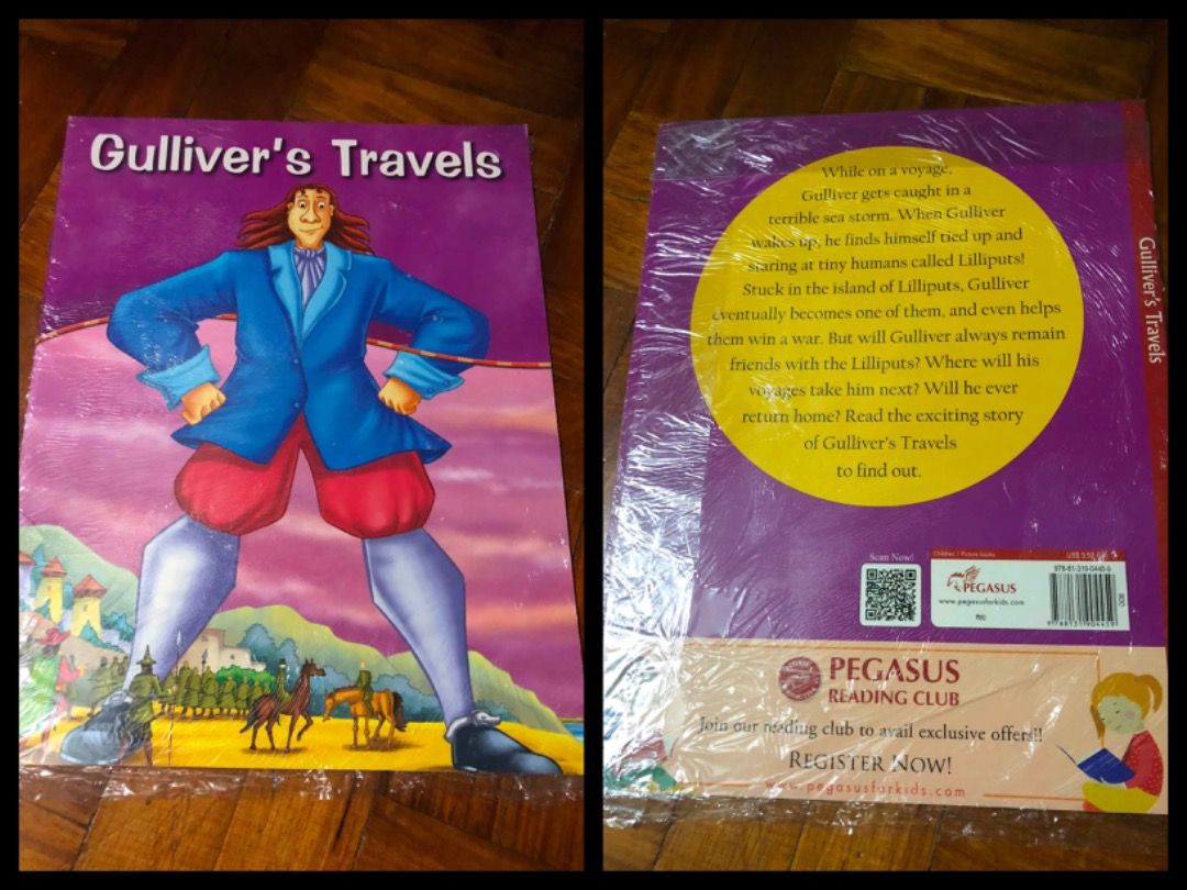 [PB] Gulliver’s Travels (Category: Children's Books) located in San Juan City. Submitted by ttanmien (Listing ID 1467324705, Image 1). Description: ⚜️✨⚜️✨⚜️✨⚜️✨⚜️✨⚜️ 💁🏻‍♀️SELLING PRICE: ₱50 Original Price: Around ₱150~₱350 💁🏻‍♀️Book Genre: Fiction, Children's fiction, Adventure, Travel, Fantasy, Proto Science 💁🏻‍♀️Book insight: The story follows the voyages of Lemuel Gulliver, a ship's surgeon who washes ashore on several remote islands aft