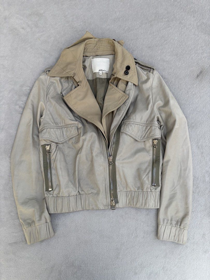 Phillip Lim Layered Cropped Biker Leather Jacket (Category: Coats, Jackets and Outerwear) located in Baguio. Submitted by thecollector2600 (Listing ID 1467289013, Image 3). Description: Small fit Pit to pit-17” Length-20” Shoulders-15” Sleeves-23”.
