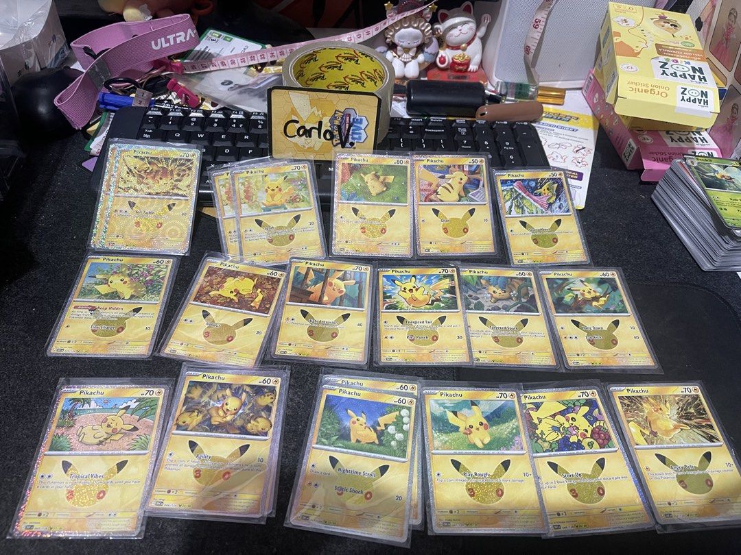 Pikachu 30th (Category: Card Packs) located in Pasay City. Submitted by blessthehustle (Listing ID 1467232482, Image 1). Description: Number 2/3/22/23 available 200 each Pasay location Lalamove/Lbc for shipping.