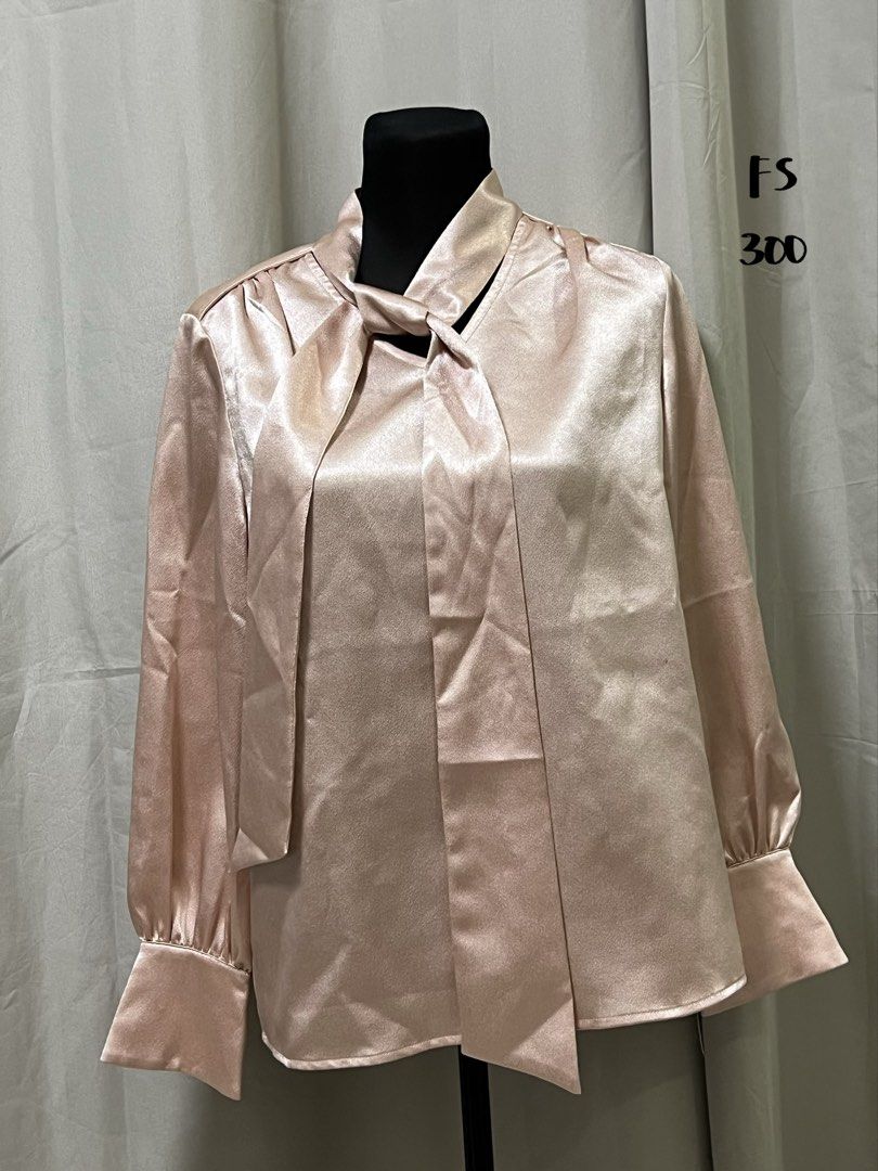 Pink satin tie neck blouse (Category: Longsleeves) located in Las Pinas. Submitted by jilanah (Listing ID 1467334595, Image 1). Description: .