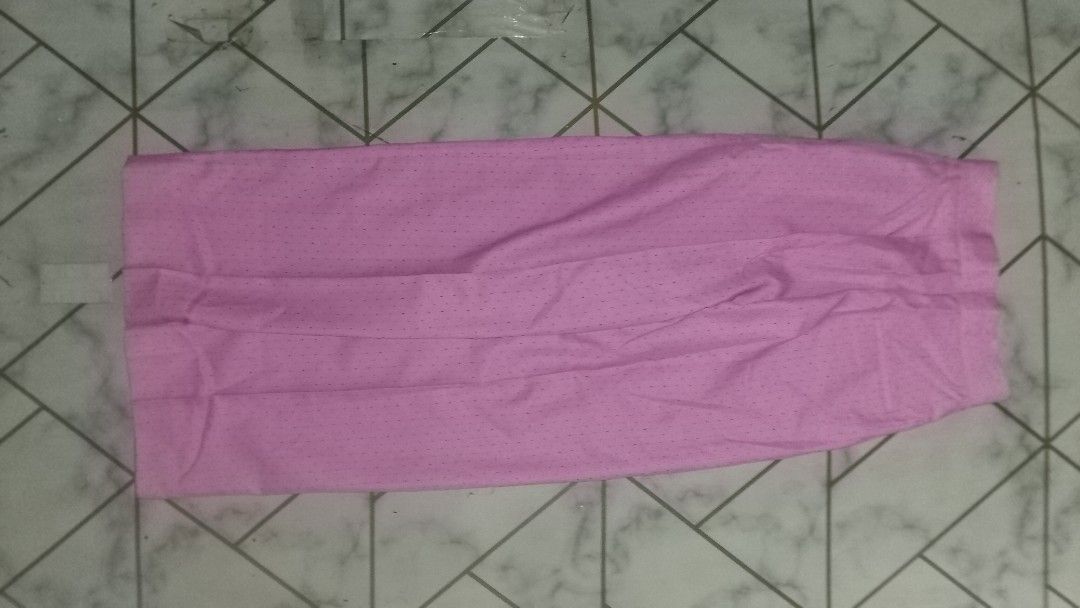 Pink wide-leg trousers with dotted pattern (Category: Jeans) located in Rizal. Submitted by akosilelouh71119 (Listing ID 1467178273, Image 3). Description: - Sandro tourser -wid 26 -lenght 44 -leg opening 9 -thight 12 Color: Pink with subtle dotted pattern - Fit: Relaxed, straight cut, wide-leg - Details: Structured waistband and neat front pressed creases - Versatility: Easy to dress up for work/events or keep casual for daily wear - Condition: 
