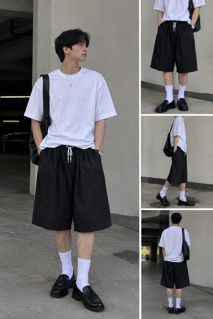 PLEATED WIDE-LEG SHORTS (Category: Shorts) located in Manila. Submitted by friperie. (Listing ID 1467264090, Image 1). Description: PLEATED WIDE-LEG SHORTS Inspired by the iconic pleated aesthetic of Issey Miyake’s PLEATS PLEASE, these shorts combine minimalist design with a relaxed, contemporary silhouette. Crafted from a nylon-polyester blend, they feature fine vertical pleats, a lightweight feel, and a wide, baggy fit that falls below the knee