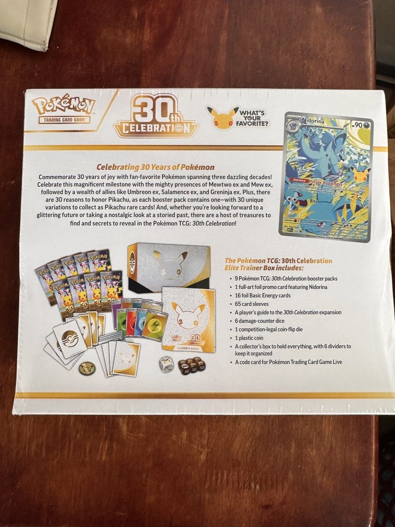 Pokemon 30th anniversary etb (Category: Card Boxes & Cases) located in Manila. Submitted by silentmountain.ed99b1 (Listing ID 1467245631, Image 2). Description: Slightly negotiable Loc: pampanga Meet up: sm pampanga Mop: gcash or bank transfer Shipping via jnt .