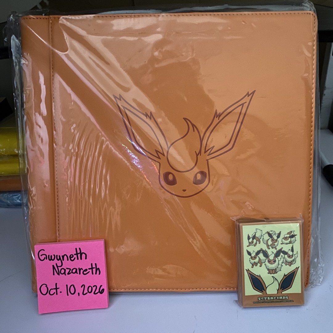 Pokémon Eeveelution Card Binder and Sleeves Set (Category: Trading Cards Accessories) located in Manila. Submitted by gwiyomiii (Listing ID 1467307193, Image 1). Description: Selling: Eeveelutions 12 slot Binder + Sleeves Php 1,500/set Available: Jolteon, Flareon, Vaporeon 📍España, Manila 📍Calamba, Laguna *Preferably meetup since masyado malaki yung binder baka mahal yung shipping😅 MOD: Lalamove, J&T, Meetup MOP: Bank Transfer, Gcash, Maribank