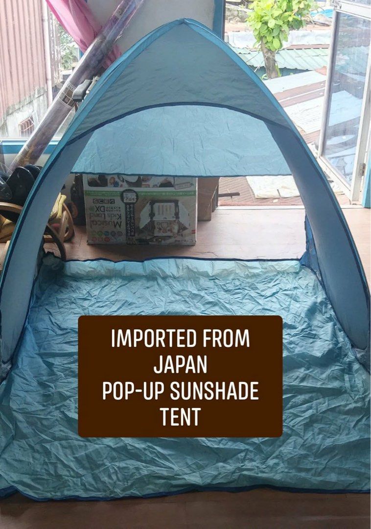 POP-UP SUNSHADE TENT FOR KIDS (Category: Hiking & Camping) located in Manila. Submitted by chaychaii (Listing ID 1467170069, Image 1). Description: 🎋🎋SALE ₱1200🎋🎋 IMPORTED JAPAN POP-UP SUNSHADE TENT FOR KIDS 🔰POPUP TENT 🔰SLIMTYPE FOLD 🔰CARRIER BAG ❌NO ISSUE‼️ MINIMAL MARK OF USAGE ONLY .