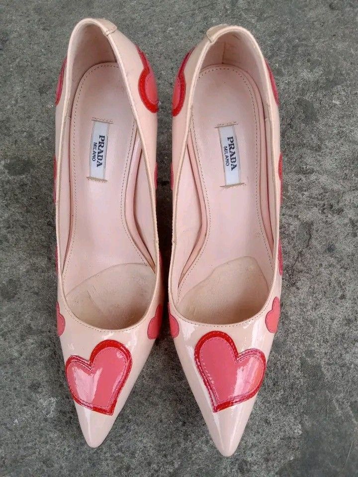 Prada heels beige and heart design (Category: Heels) located in Koronadal. Submitted by joeannmahi28609 (Listing ID 1467193630, Image 3). Description: Prada heels color beige and heart design high heels made in Italy size eur 36 for women's only in excellent condition ukay source wow ganda nito mine nyo na.