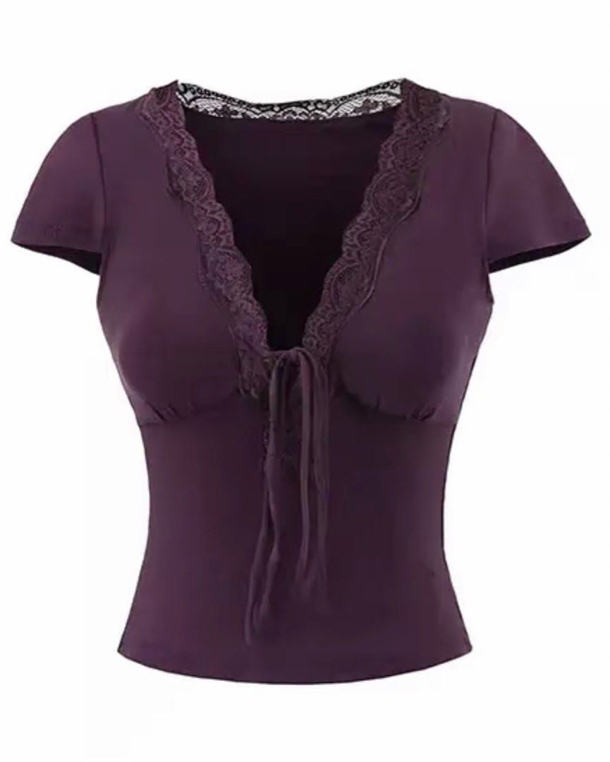 Preloved Purple V-Neck Laced Top (Category: Shirts) located in General Trias. Submitted by ceethruenial (Listing ID 1467310485, Image 2). Description: .