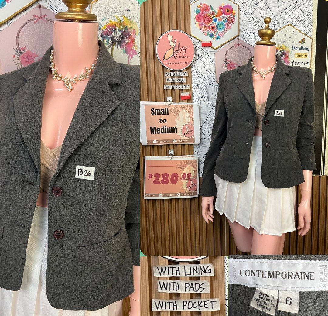 PREMIUM BLAZER ASSORTED OCT12 (Category: Coats, Jackets and Outerwear) located in Talisay. Submitted by frentuma (Listing ID 1467308380, Image 3). Description: VISIT MY FB PAGE FEBZ E-STORE FOR MORE ITEMS 💕💕🛍️🛍️ Like new Preloved price and size indicated each picture 👍 like and follow fb page Febz e-store for more available items 📌Location Deca Dumlog Talisay Cebu Cebu buyer- delivery maxim add delivery fee or pick.up (Near location) 🌟 Out