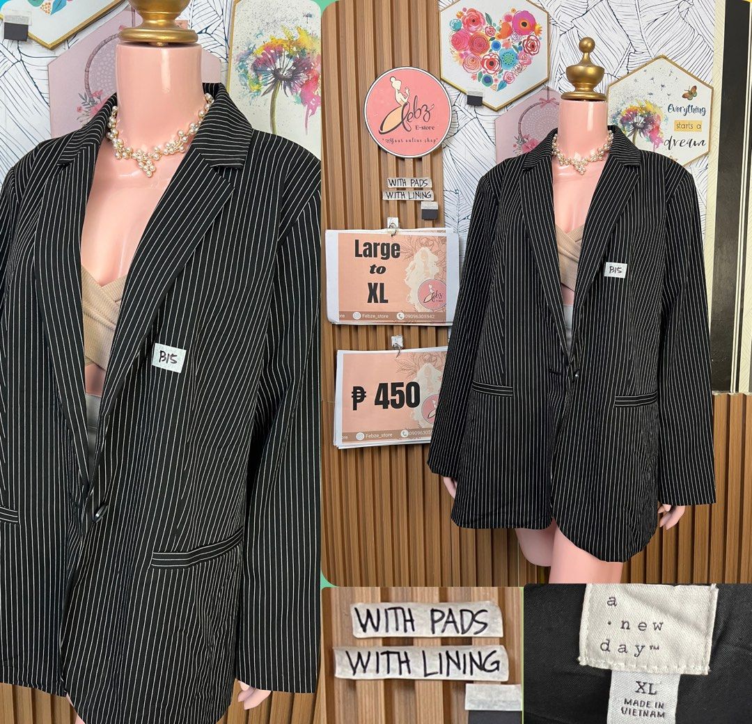 PREMIUM BLAZER ASSORTED OCT14 (Category: Coats, Jackets and Outerwear) located in Talisay. Submitted by frentuma (Listing ID 1467309211, Image 2). Description: VISIT MY FB PAGE FEBZ E-STORE FOR MORE ITEMS 💕💕🛍️🛍️ Like new Preloved price and size indicated each picture 👍 like and follow fb page Febz e-store for more available items 📌Location Deca Dumlog Talisay Cebu Cebu buyer- delivery maxim add delivery fee or pick.up (Near location) 🌟 Out