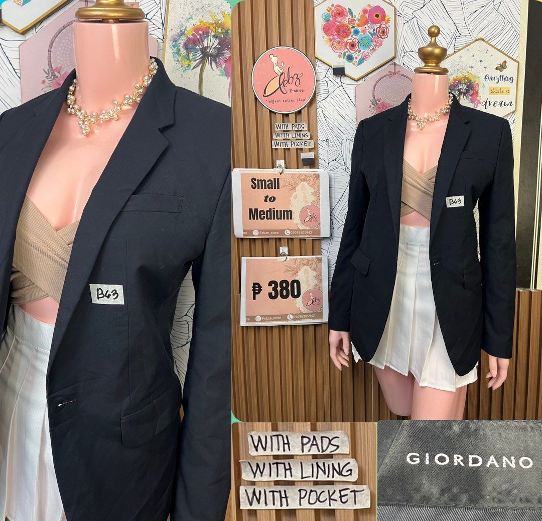 PREMIUM BLAZER ASSORTED OCT6 (Category: Coats, Jackets and Outerwear) located in Talisay. Submitted by frentuma (Listing ID 1467285123, Image 3). Description: VISIT MY FB PAGE FEBZ E-STORE FOR MORE ITEMS 💕💕🛍️🛍️ Like new Preloved price and size indicated each picture 👍 like and follow fb page Febz e-store for more available items 📌Location Deca Dumlog Talisay Cebu Cebu buyer- delivery maxim add delivery fee or pick.up (Near location) 🌟 Outs