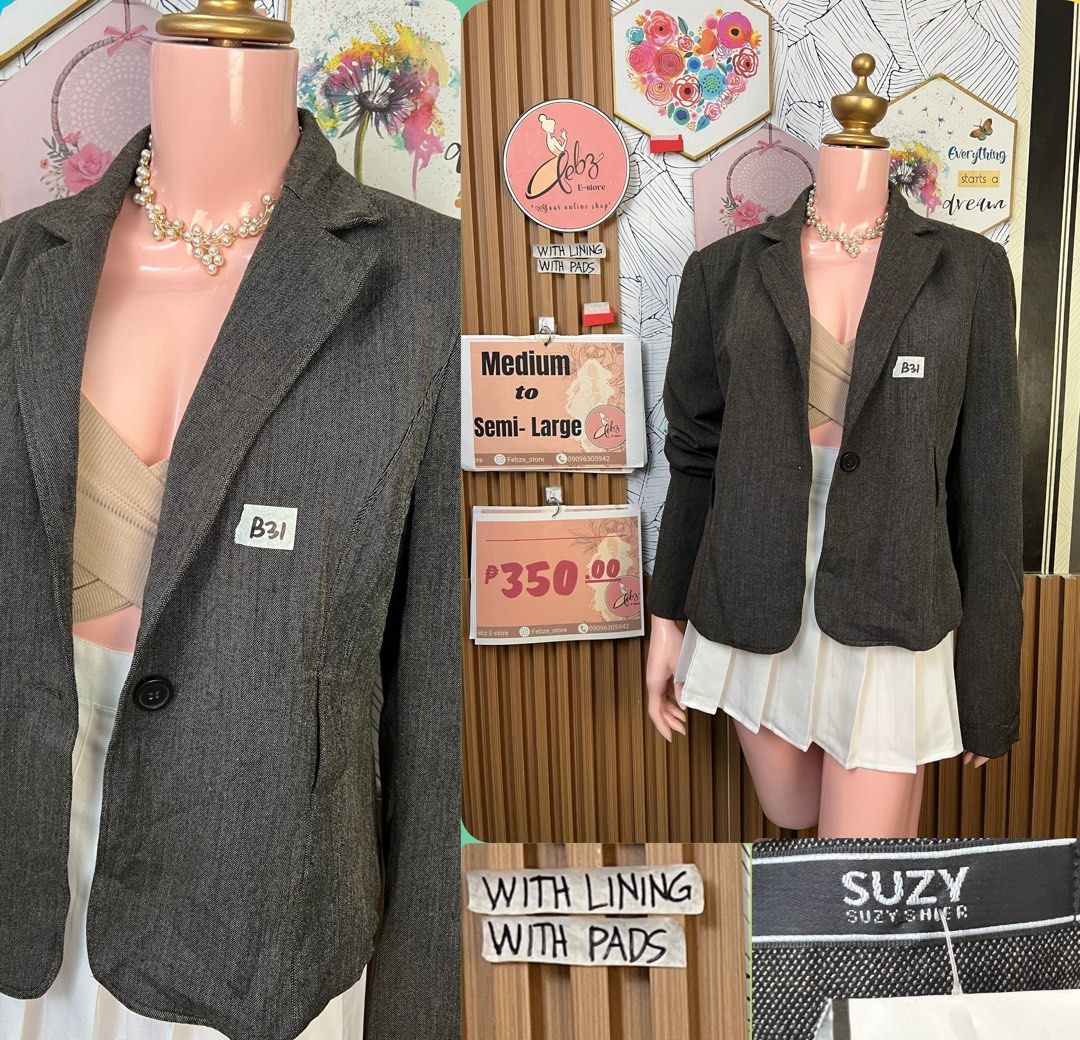 PREMIUM BLAZER ASSORTED OCT8 (Category: Coats, Jackets and Outerwear) located in Talisay. Submitted by frentuma (Listing ID 1467290285, Image 3). Description: VISIT MY FB PAGE FEBZ E-STORE FOR MORE ITEMS 💕💕🛍️🛍️ Like new Preloved price and size indicated each picture 👍 like and follow fb page Febz e-store for more available items 📌Location Deca Dumlog Talisay Cebu Cebu buyer- delivery maxim add delivery fee or pick.up (Near location) 🌟 Outs