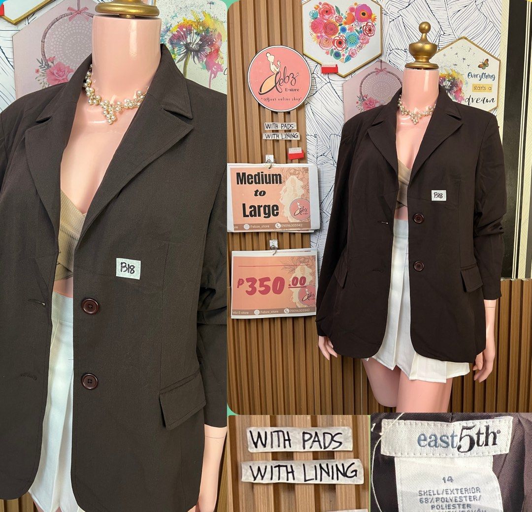 PREMIUM BLAZER ASSORTED OCT8 (Category: Coats, Jackets and Outerwear) located in Talisay. Submitted by frentuma (Listing ID 1467290285, Image 1). Description: VISIT MY FB PAGE FEBZ E-STORE FOR MORE ITEMS 💕💕🛍️🛍️ Like new Preloved price and size indicated each picture 👍 like and follow fb page Febz e-store for more available items 📌Location Deca Dumlog Talisay Cebu Cebu buyer- delivery maxim add delivery fee or pick.up (Near location) 🌟 Outs
