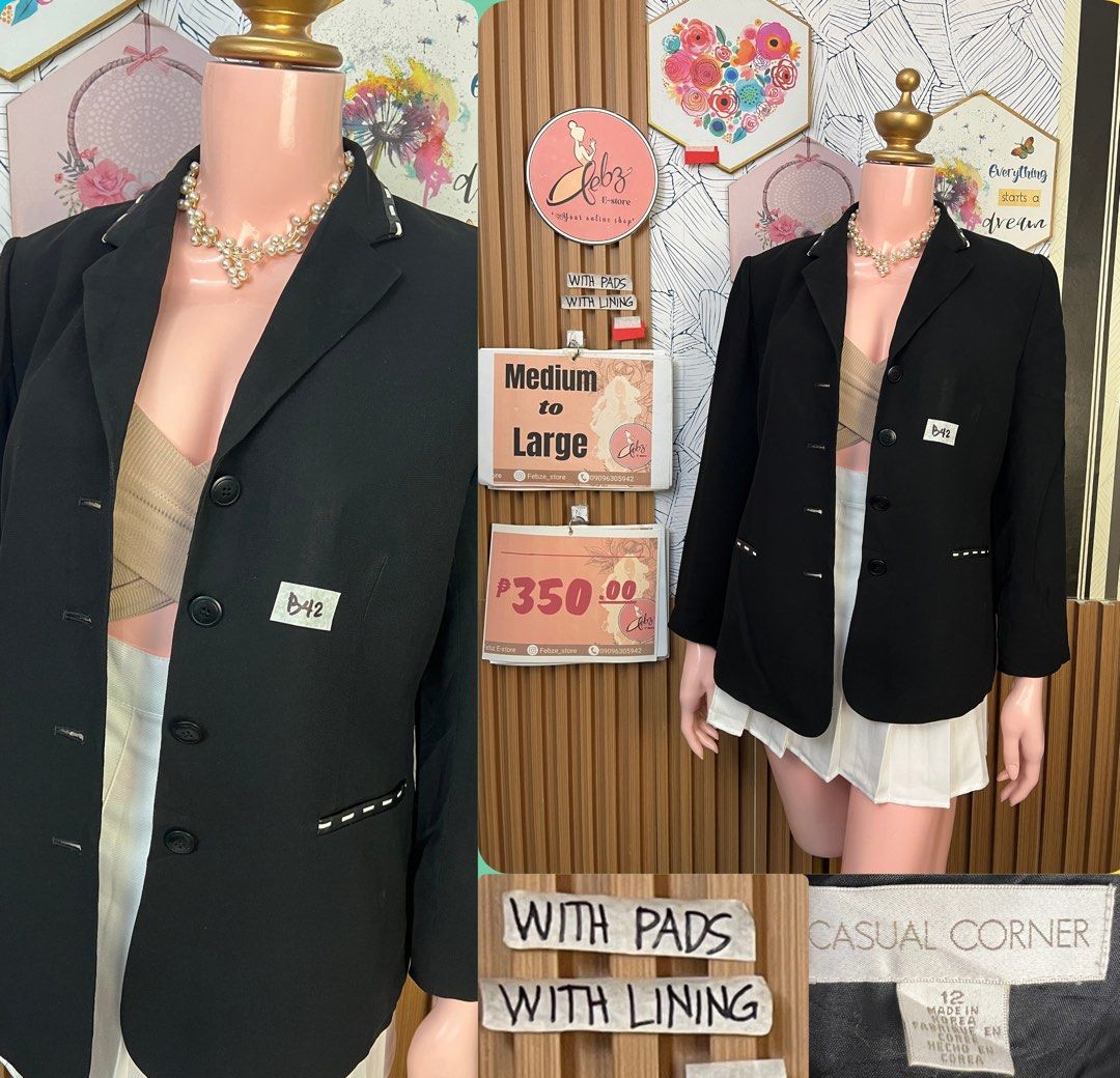 PREMIUM BLAZER ASSORTED OCT9 (Category: Coats, Jackets and Outerwear) located in Talisay. Submitted by frentuma (Listing ID 1467290715, Image 1). Description: VISIT MY FB PAGE FEBZ E-STORE FOR MORE ITEMS 💕💕🛍️🛍️ Like new Preloved price and size indicated each picture 👍 like and follow fb page Febz e-store for more available items 📌Location Deca Dumlog Talisay Cebu Cebu buyer- delivery maxim add delivery fee or pick.up (Near location) 🌟 Outs