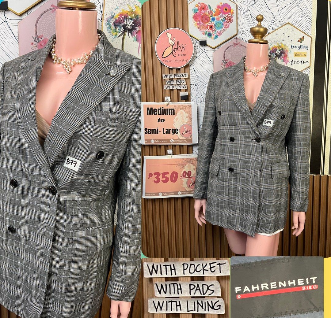PREMIUM BLAZER ASSORTED OCT9 (Category: Coats, Jackets and Outerwear) located in Talisay. Submitted by frentuma (Listing ID 1467290715, Image 3). Description: VISIT MY FB PAGE FEBZ E-STORE FOR MORE ITEMS 💕💕🛍️🛍️ Like new Preloved price and size indicated each picture 👍 like and follow fb page Febz e-store for more available items 📌Location Deca Dumlog Talisay Cebu Cebu buyer- delivery maxim add delivery fee or pick.up (Near location) 🌟 Outs