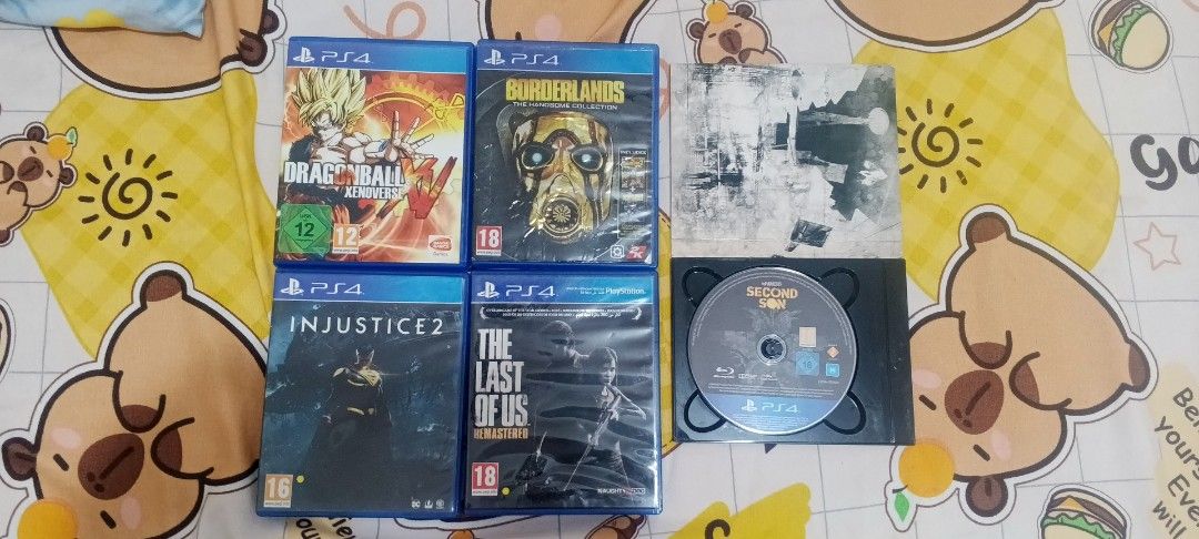 PS4 Games (Category: PlayStation) located in Cavite. Submitted by starksss (Listing ID 1467259864, Image 1). Description: ‎TLOU - 450 ‎Injustice 2 - 500 ‎Xenoverse - 400 ‎Borderlands - 500 ‎Second Son - 450 ‎ 2000 na lang pag kinuha lahat.