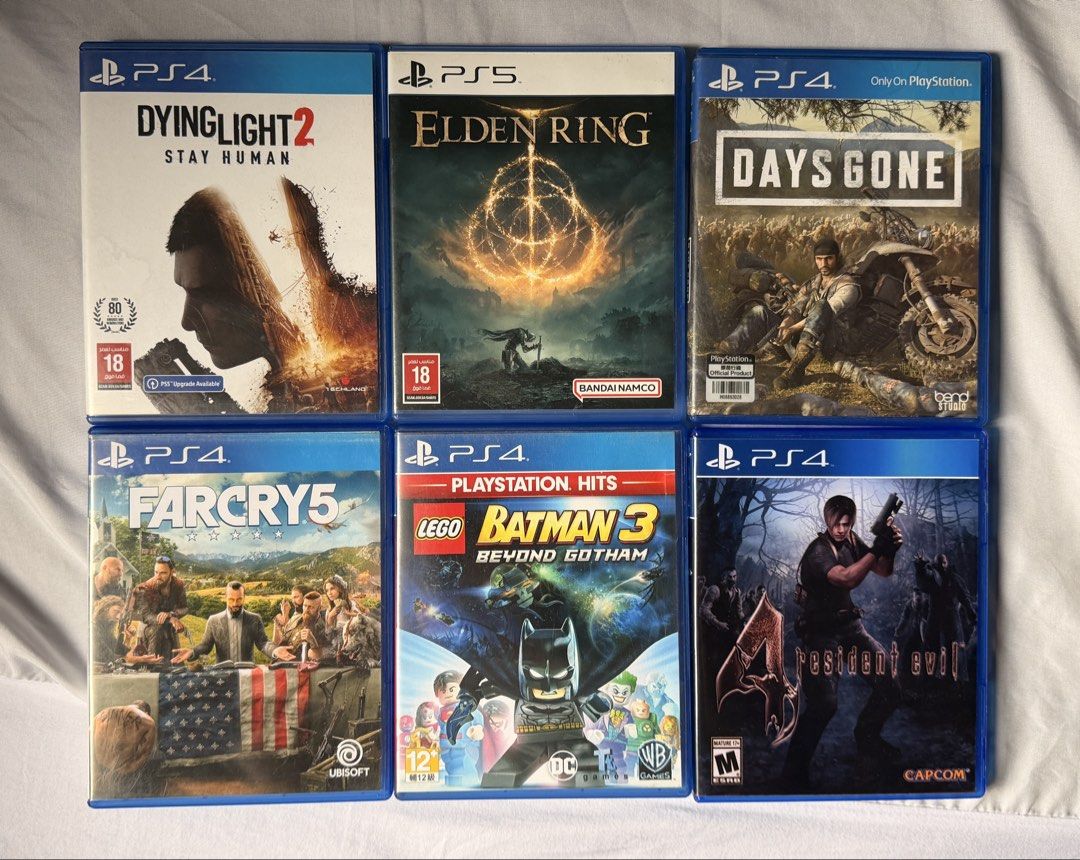 Ps4 Ps5 Games (Category: PlayStation) located in Dagupan City. Submitted by techstep (Listing ID 1467187904, Image 1). Description: Elden ring ps5 - 1,350 Dying light 2 ps4 - 800 Daysgone ps4 - 900 Lego batman 3 ps4 - 600 Farcry 5 ps4 - 500 Resident evil 4 2005 ps4 - 600 No issue Meetup at SM Dagupan. Can do ship via J&T.