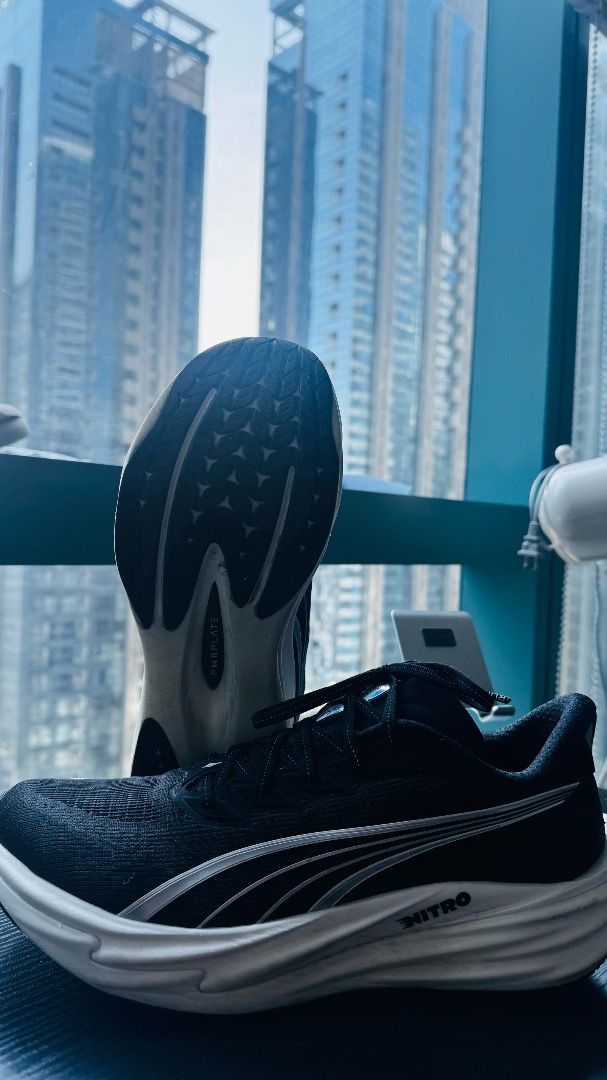 PUMA Deviate NITRO™ 4 (Category: Casual Shoes) located in Taguig. Submitted by silverdragon_458bb4 (Listing ID 1467352593, Image 1). Description: - Brand/Model: PUMA Deviate NITRO™ 4 (NO BOX) - Color: Black with white/silver accents - Size: US 10 / EUR 43 / UK 9 / 28 CM - Condition: Excellent, used only twice with clean outsoles and well-maintained upper. One indoor treadmill/turf 2KM, One outdoor run 5k BGC cement streets: TOTAL USE 7KM. - Featu