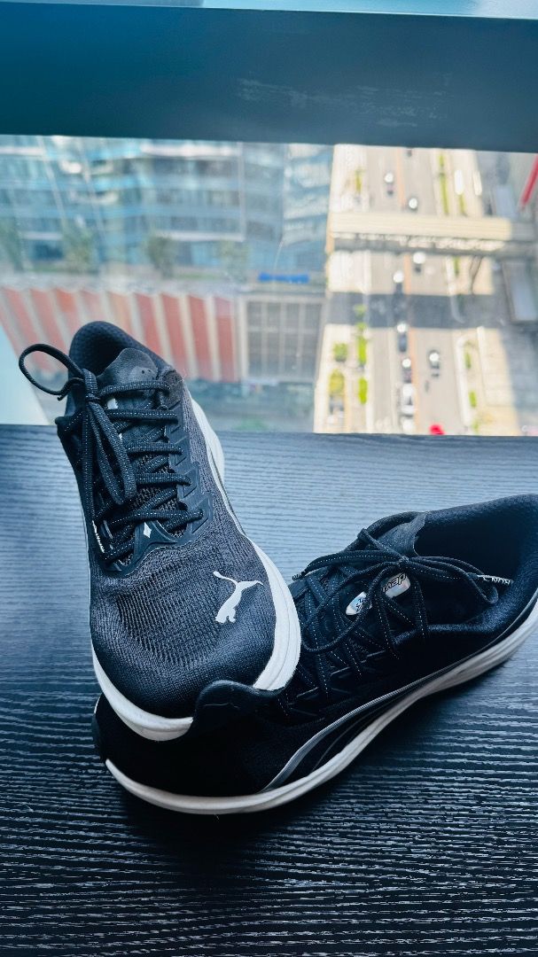 PUMA Deviate NITRO™ 4 (Category: Casual Shoes) located in Taguig. Submitted by silverdragon_458bb4 (Listing ID 1467352593, Image 2). Description: - Brand/Model: PUMA Deviate NITRO™ 4 (NO BOX) - Color: Black with white/silver accents - Size: US 10 / EUR 43 / UK 9 / 28 CM - Condition: Excellent, used only twice with clean outsoles and well-maintained upper. One indoor treadmill/turf 2KM, One outdoor run 5k BGC cement streets: TOTAL USE 7KM. - Featu