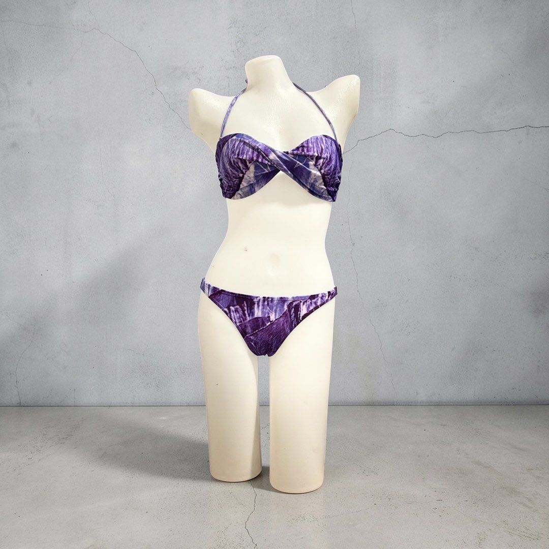 Purple tie-dye two-piece halter bikini (Category: Bikinis & Swimsuits) located in Santa Cruz. Submitted by homedecluttersale (Listing ID 1467355088, Image 1). Description: • Used / Excellent condition • Fits small to medium • Photos taken using mannequin only 🚚 Shipping via J&T only 📦 Shipping fee to be shouldered by buyer 💳 Mode of payment: GCash 📍 Santa Cruz, Laguna.