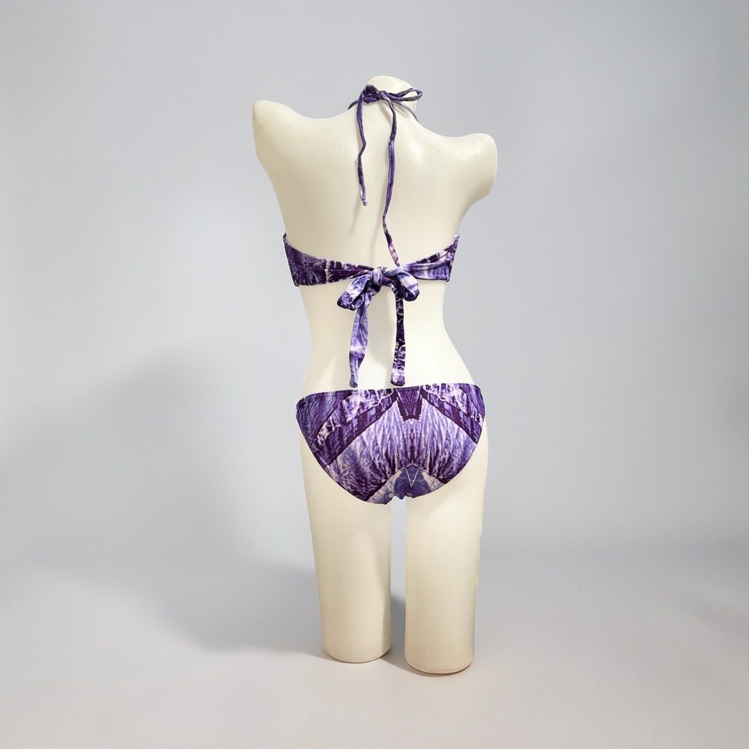 Purple tie-dye two-piece halter bikini (Category: Bikinis & Swimsuits) located in Santa Cruz. Submitted by homedecluttersale (Listing ID 1467355088, Image 2). Description: • Used / Excellent condition • Fits small to medium • Photos taken using mannequin only 🚚 Shipping via J&T only 📦 Shipping fee to be shouldered by buyer 💳 Mode of payment: GCash 📍 Santa Cruz, Laguna.