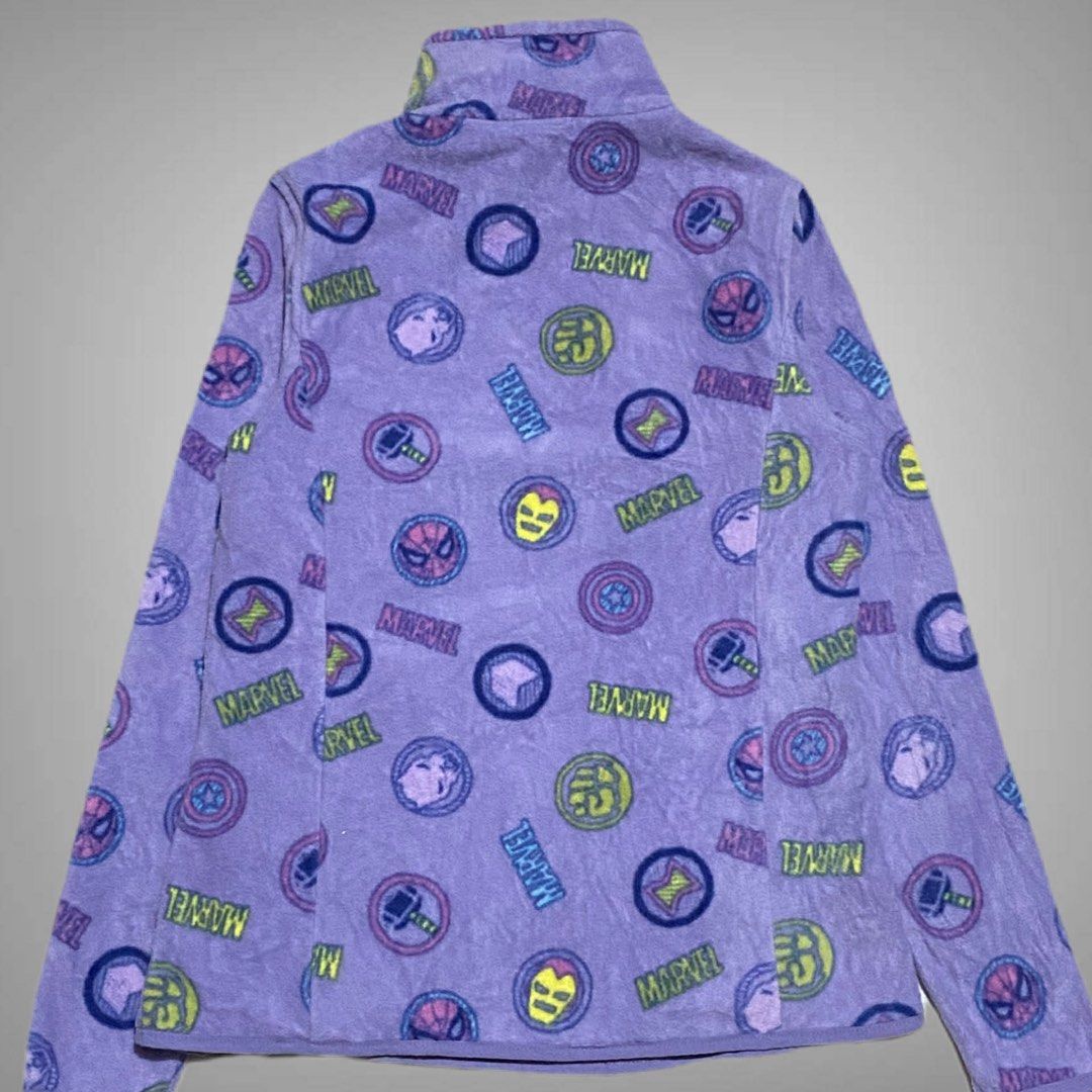 Rare Marvel Avengers (Category: Coats, Jackets and Outerwear) located in Mabalacat. Submitted by stellargarments (Listing ID 1467347484, Image 2). Description: L: 24 W: 18 Condition : 9.8/10 napakasoliiiiiiidddddd!!! with 2 zippered pockets super comfy ng tela 🥺 mismong tela yung logos with tags super nice & kinis! very comfy & smooth on skin need wash no major stain fresh from bale.