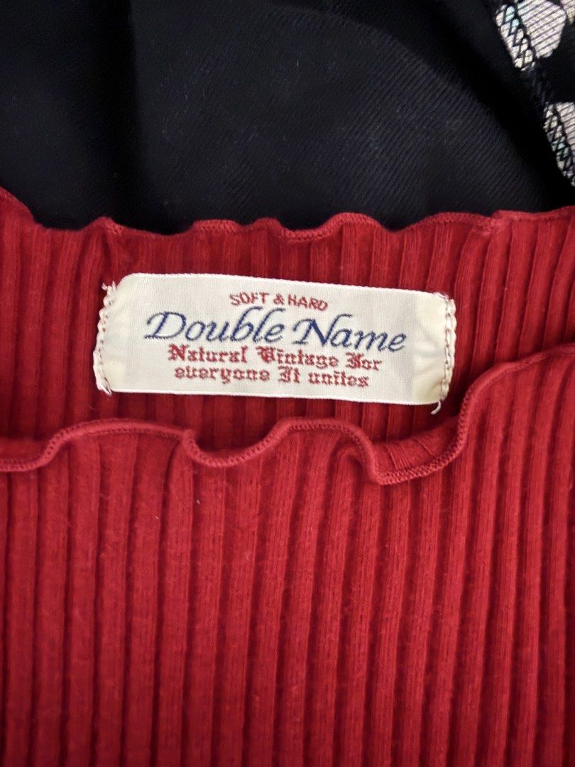 red ribbed short sleeve top (Category: Shirts) located in Quezon City. Submitted by riexomt (Listing ID 1467271955, Image 2). Description: - double name - bought in japan - deep red / maroon short sleeve ribbed knit top with lettuce hem - soft and stretchy fabric for everyday - high quality fabric - perfect with denim!.