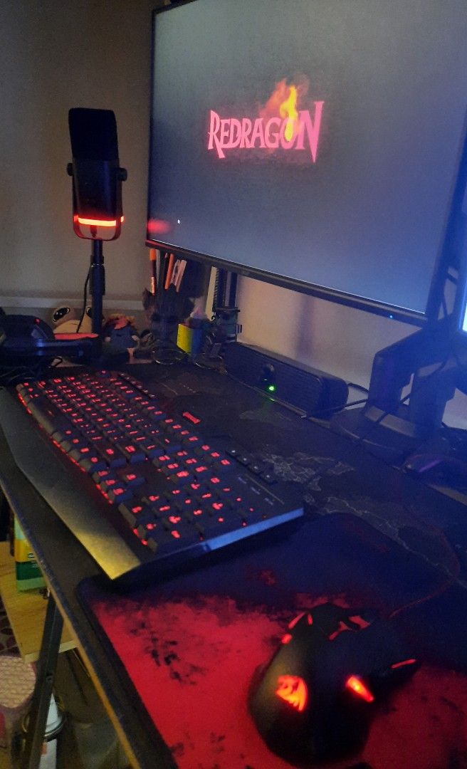 Redragon Gaming Essentials 4-in-1 (Category: Computer Keyboard) located in Pasig City. Submitted by alab44 (Listing ID 1467222268, Image 2). Description: - Redragon gaming bundle (Mouse, Keyboard, Mousepad, Headphones (Slightly worn) - Red LED backlighting for a sleek gaming aesthetic - Reliable wired USB connection - Standard QWERTY layout with convenient media keys - Perfect for both gaming and daily typing tasks - Reason for selling: Upgrading