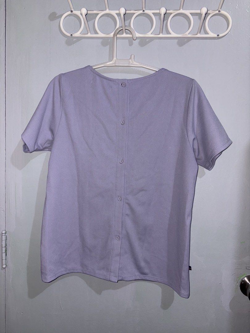 Regatta Lavender Square Neck Top Size M (Category: Shirts) located in Manila. Submitted by margascloset_ (Listing ID 1467297010, Image 2). Description: Regatta Purple Medium Blouse - can fit up to medium-large - Square front neckline with short sleeves - Details: Vertical back button placket, subtle textured fabric - Condition: Worn a few times and well-maintained .