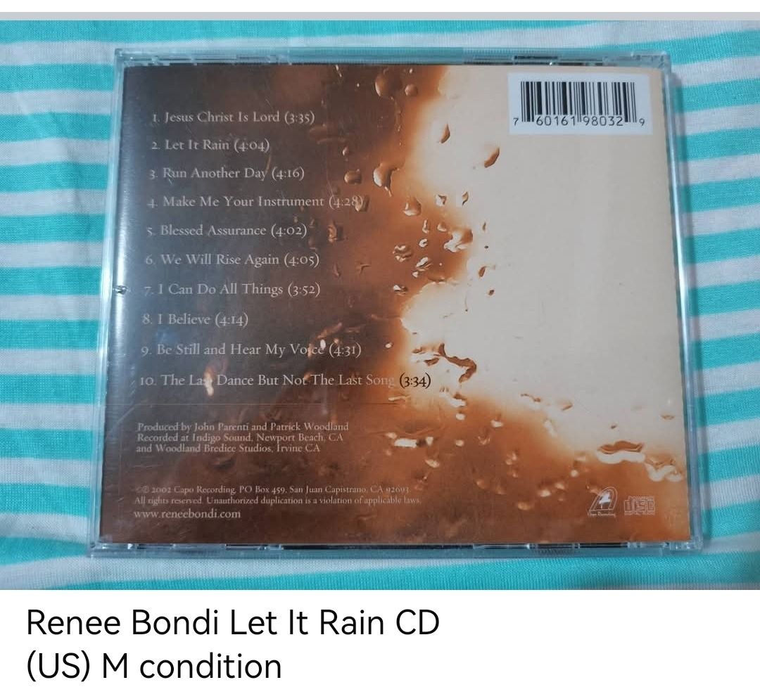 Renee Bondi Let It Rain CD (unsealed) (Category: CDs & DVDs) located in Dangcagan. Submitted by cd_haven5 (Listing ID 1467237062, Image 2). Description: #FORSALE #FORSALE #FORSALE #Authentic #Legit #Original We only sell original items. All items posted are on hand. Please message me for availability of the item/s because the items are also posted on my other online stores. All items are imported unless stated PH. We also accept Pre-orders. Payme