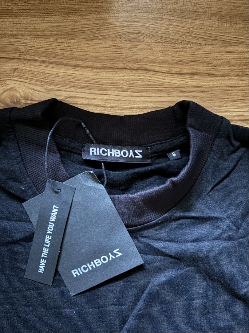 Richboyz Box Tee Shirt Black (Category: Tshirts & Polo Shirts ) located in San Pedro. Submitted by nikkiabc.777 (Listing ID 1467198691, Image 2). Description: Richboyz Box Tee Shirt - size: small - brandnew; with ziplock and tag - thick fabric - with tag price ₱1,600 - can be unisex .