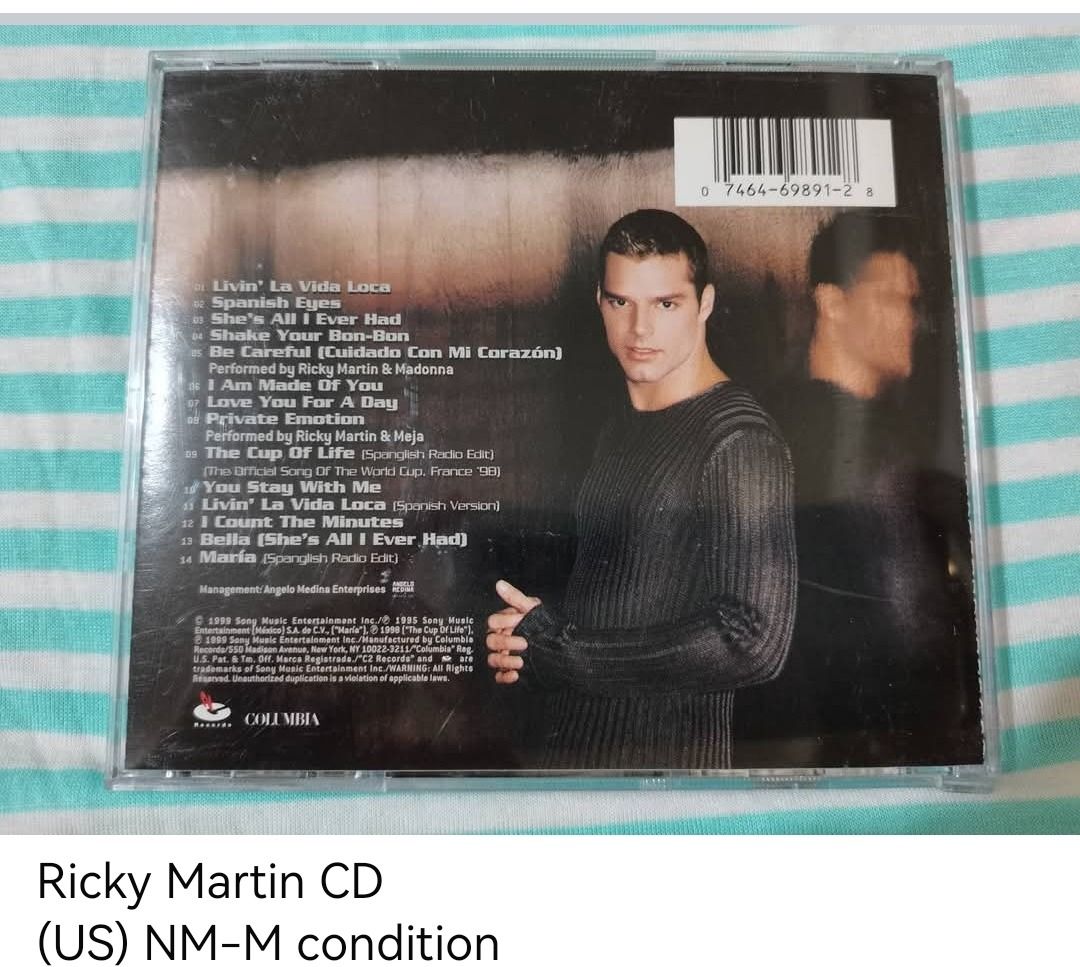 Ricky Martin CD (unsealed) (Category: CDs & DVDs) located in Dangcagan. Submitted by cd_haven5 (Listing ID 1467236033, Image 2). Description: #FORSALE #FORSALE #FORSALE #Authentic #Legit #Original We only sell original items. All items posted are on hand. Please message me for availability of the item/s because the items are also posted on my other online stores. All items are imported unless stated PH. We also accept Pre-orders. Payment Method: 