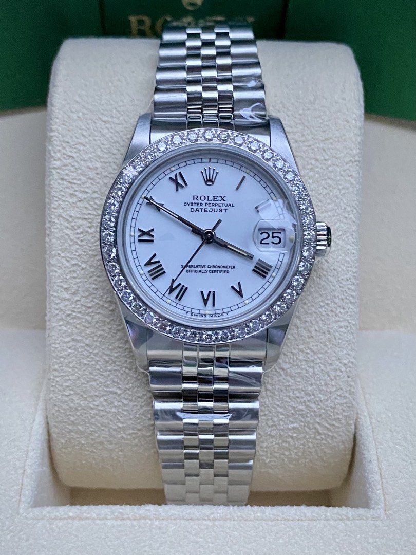 Rolex Lady-Datejust 31mm (Category: Luxury Watches) located in Las Pinas. Submitted by luxetrendph (Listing ID 1467255571, Image 1). Description: Rolex Lady-Datejust 31mm White Roman Dial Reference 68274 Excellent Condition Upgraded Diamond Bezel Jubilee Bracelet PHP 378,000 Open to trade with selected timepieces. Authentication always welcome..