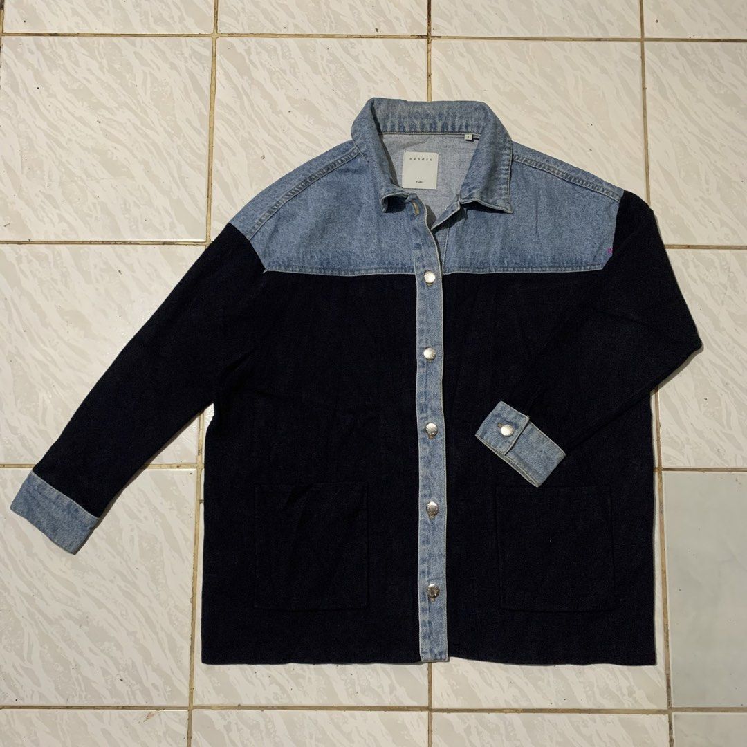 Sandro Paris Dual Material Jacket Dual Style Cardi-Coat (Category: Coats, Jackets and Outerwear) located in Cebu City. Submitted by johnferrer96412 (Listing ID 1467234965, Image 1). Description: Sandro Paris Dual Material Jacket Dual Style Cardi-Coat Size 1 Width 23 Length 28 Excellent condition Dm📩.
