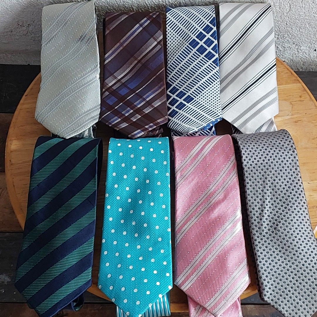 Set of 8 Neckties (Category: Ties) located in Caloocan City. Submitted by 2ndhand.manila (Listing ID 1467173584, Image 1). Description: Swipe left for more photos and measurements. ▪️NO COD/COP ▪️Ship thru J&T ▪️Lalamove/Grab Express ▪️G-Cash or Bank Transfer ▪️Location: North Caloocan.
