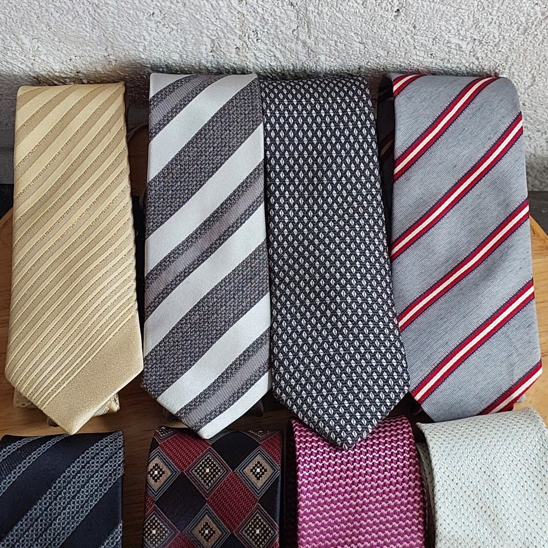 Set of 8 Neckties (Category: Ties) located in Caloocan City. Submitted by 2ndhand.manila (Listing ID 1467173685, Image 2). Description: Swipe left for more photos and measurements. ▪️NO COD/COP ▪️Ship thru J&T ▪️Lalamove/Grab Express ▪️G-Cash or Bank Transfer ▪️Location: North Caloocan.