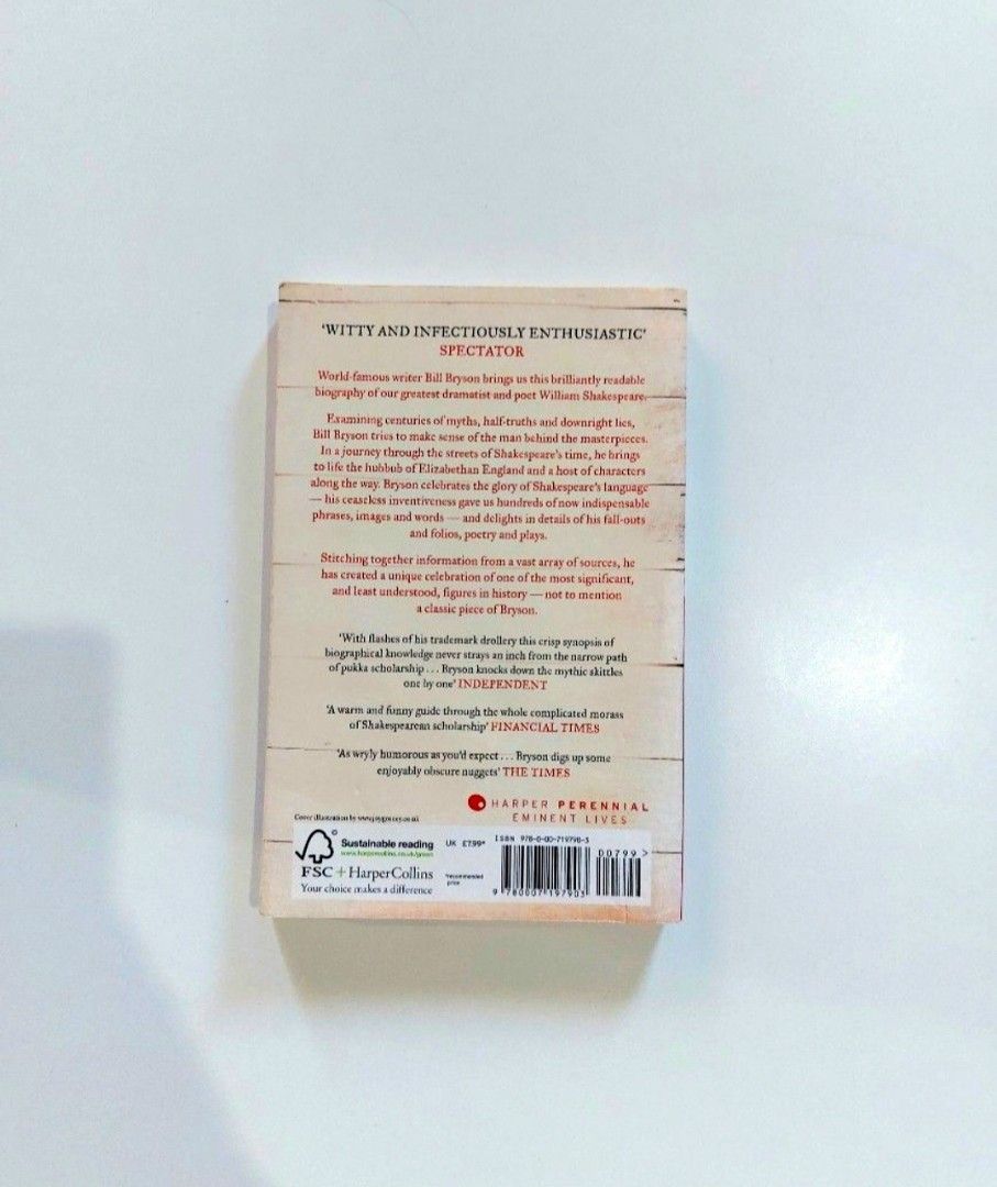 Shakespeare by Bill Bryson (Category: Storybooks) located in Tanauan. Submitted by solanaclassics (Listing ID 1467315688, Image 2). Description: 📚 major bookshelf clean out / clearance sale ~ — RFS: decluttering my bookshelves and switching to digital books — MOP: Gcash | fast shipping *feel free to send a message if you wish to negotiate the price :).