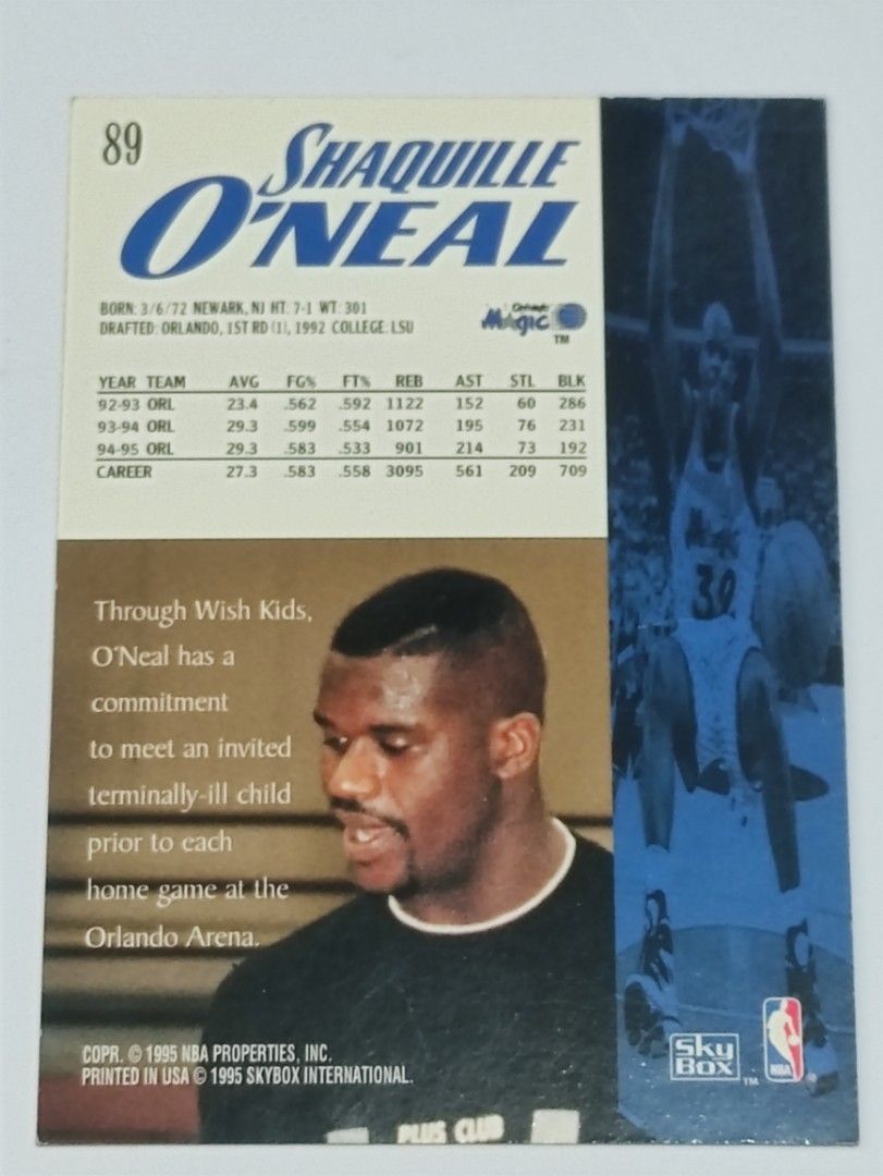 Shaquille O'Neal 1995 Skybox Premium (Category: Raw Singles) located in Lipa City. Submitted by mark_collections (Listing ID 1467223442, Image 2). Description: Shaquille O'Neal 1995 Skybox Premium Mode of Payment: Gcash.