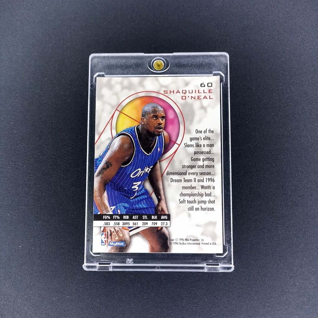 Shaquille O'neal (Category: Raw Singles) located in San Fernando. Submitted by leonsportscollectiblesandtcg (Listing ID 1467322949, Image 2). Description: Near mint to mint condition unless with stated major issue. Cards are raw. Print lines, minimal white corners and other minor issues do not make your purchase eligible for returns/refunds. Issues will be indicated. Please manage your expectation and do not expect all raw cards to gem especially