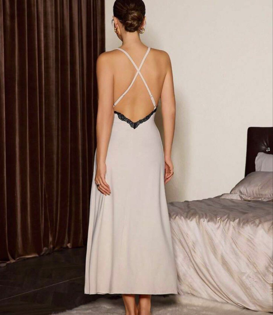 Shein backless midi dress (Category: Dresses) located in Cabuyao City. Submitted by girlontherockspreloved (Listing ID 1467259906, Image 3). Description: Like new condition used once only. Fits S-M. No flaw. Super pretty in actual 🥰.