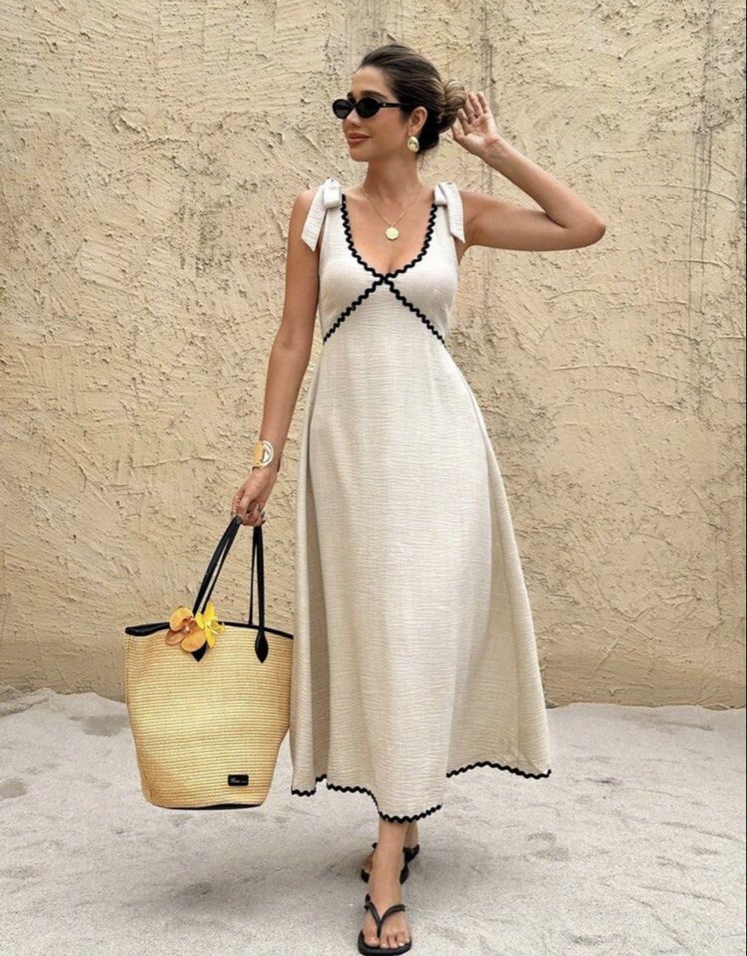 Shein linen maxi dress (Category: Dresses) located in Cabuyao City. Submitted by girlontherockspreloved (Listing ID 1467254274, Image 1). Description: Like new condition used once only. Fits S-M. No flaw. Super pretty in actual 🥰.