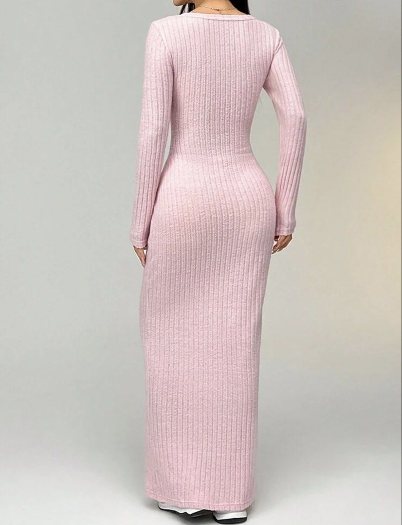 Shein ribbed maxi dress (Category: Dresses) located in Cabuyao City. Submitted by girlontherockspreloved (Listing ID 1467259334, Image 2). Description: Like new condition used once only. Fits S-M. No flaw. Super pretty in actual 🥰.