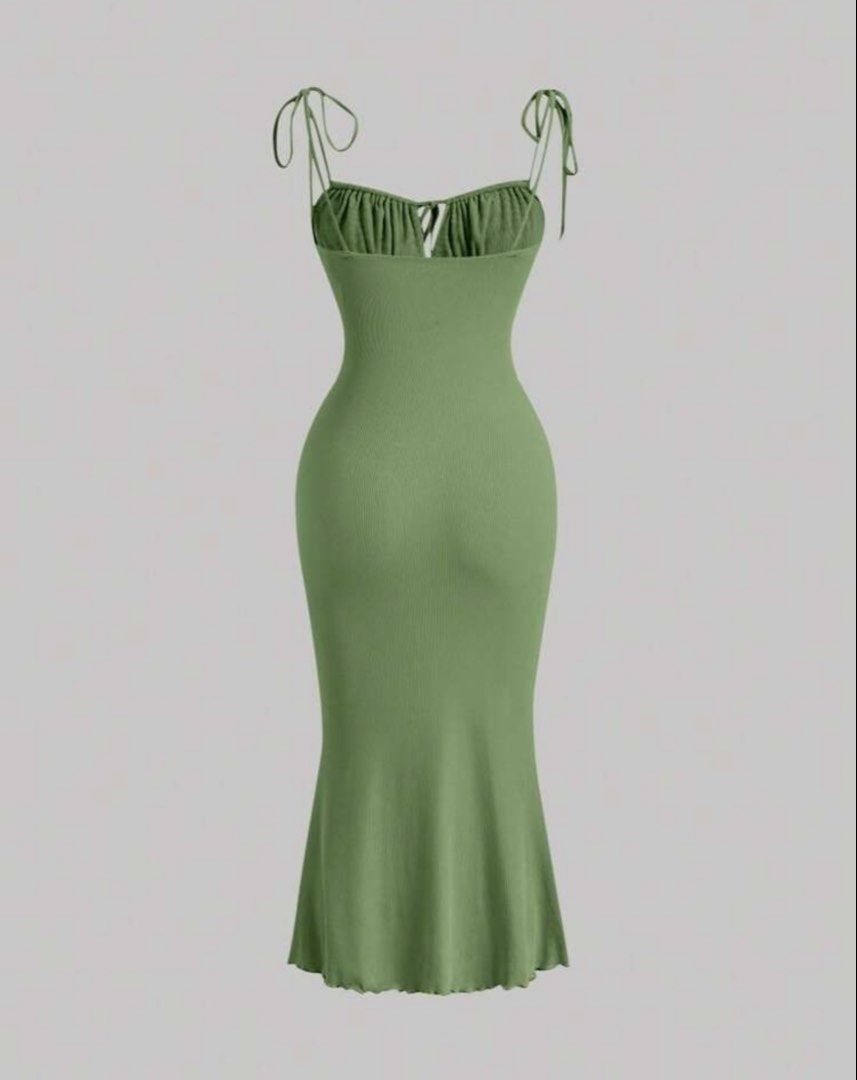 Shein ribbed midi dress (Category: Dresses) located in Cabuyao City. Submitted by girlontherockspreloved (Listing ID 1467258987, Image 2). Description: Like new condition used once only. Fits S-M. No flaw. Super pretty in actual 🥰.