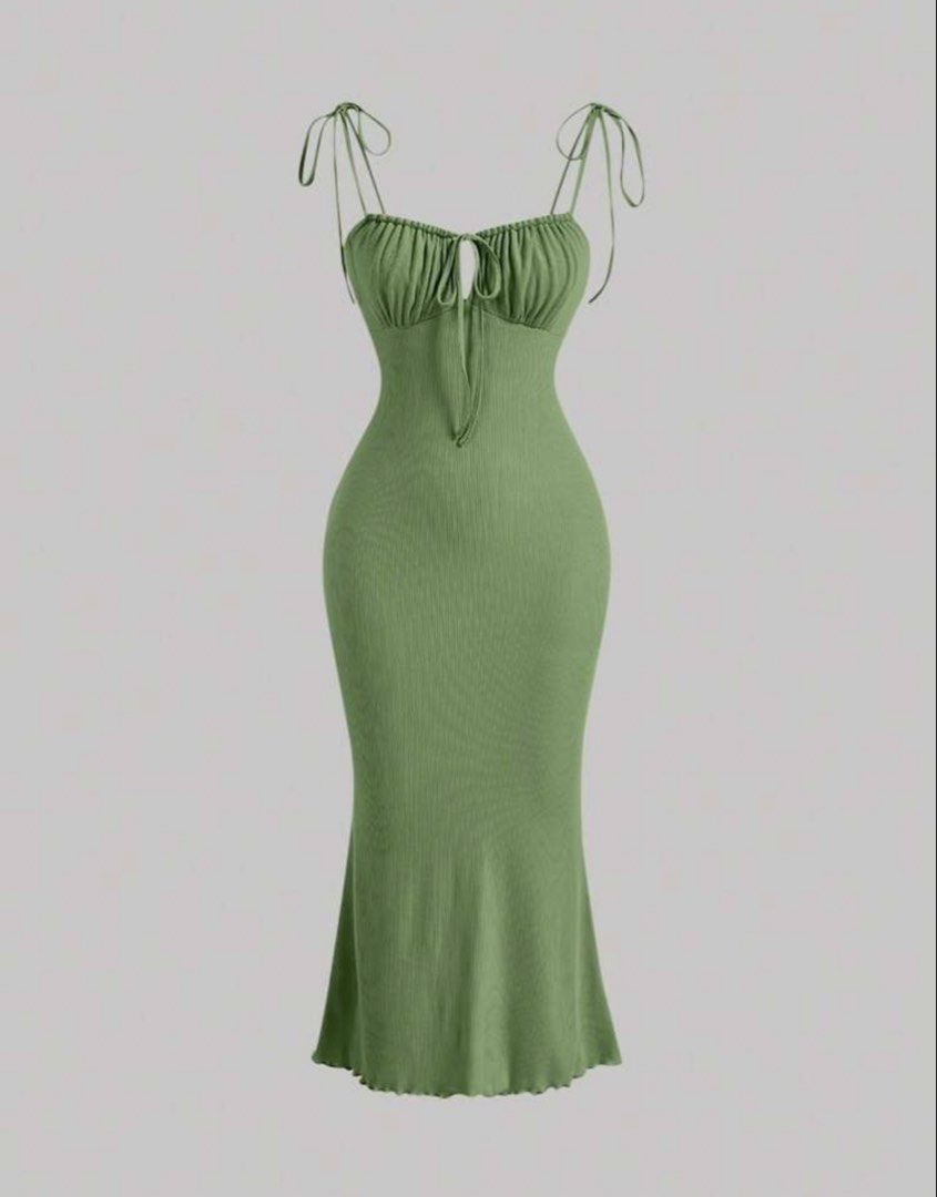 Shein ribbed midi dress (Category: Dresses) located in Cabuyao City. Submitted by girlontherockspreloved (Listing ID 1467258987, Image 1). Description: Like new condition used once only. Fits S-M. No flaw. Super pretty in actual 🥰.