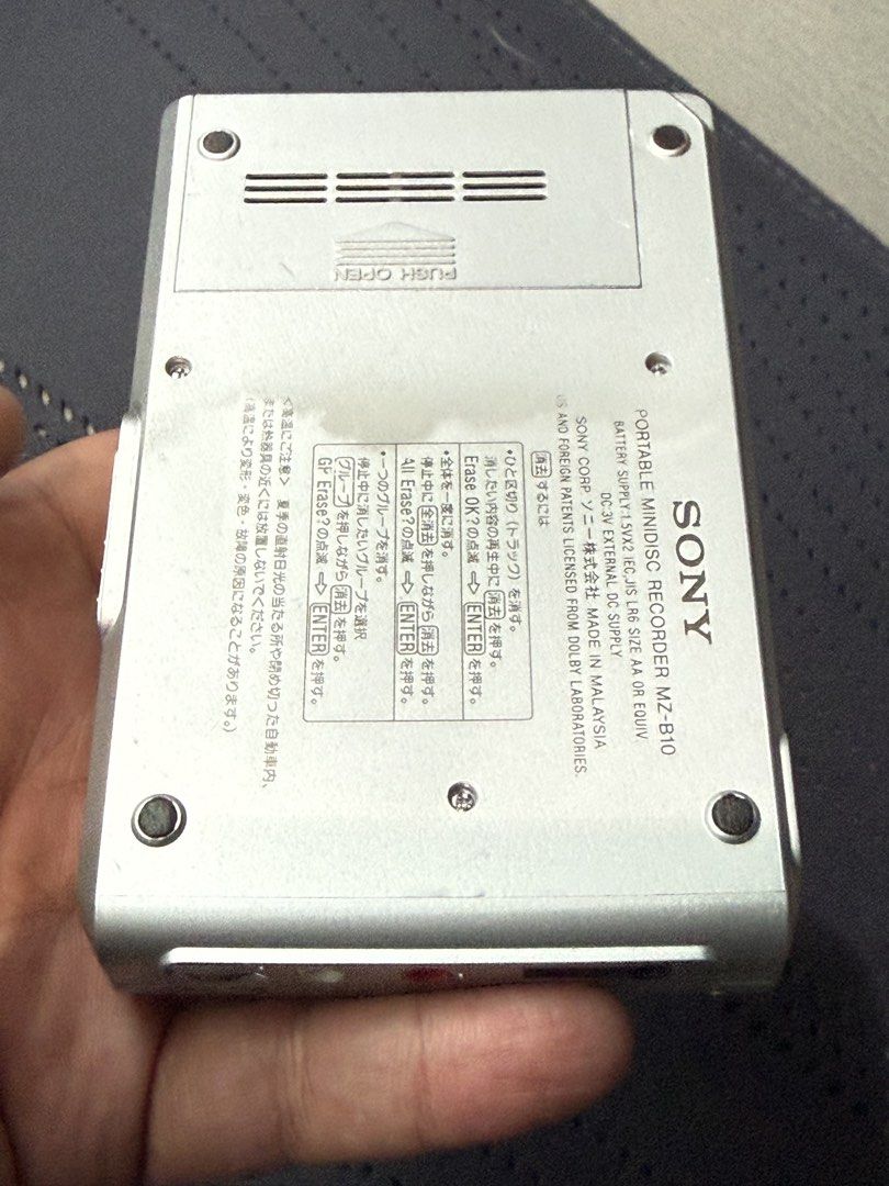 Sony Minidisc Recorder MZ-B10 (Category: Portable Music Players) located in Makati City. Submitted by see5o5 (Listing ID 1467302669, Image 2). Description: Sony MZ-B10 Portable Minidisc Recorder MDLP & DPC Type-S support, built-in speaker, and flat mic Versatile Minidisc recorder. - Uses AA batteries; it only needs one but can hold two in parallel for extra long battery life. - Multiple recording sources, internal mic, external mic, optical in, l