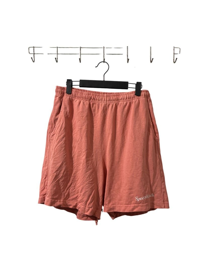 Sporty & Rich Logo Shorts (Category: Shorts) located in Santo Tomas. Submitted by tamins.thrifts (Listing ID 1467358230, Image 1). Description: Condition: 9/10 Color Rate: 9/10 Waist: 30-36" Length: 17" Leg Opening: 26" Issue/s: slight hairline cracks on the print.