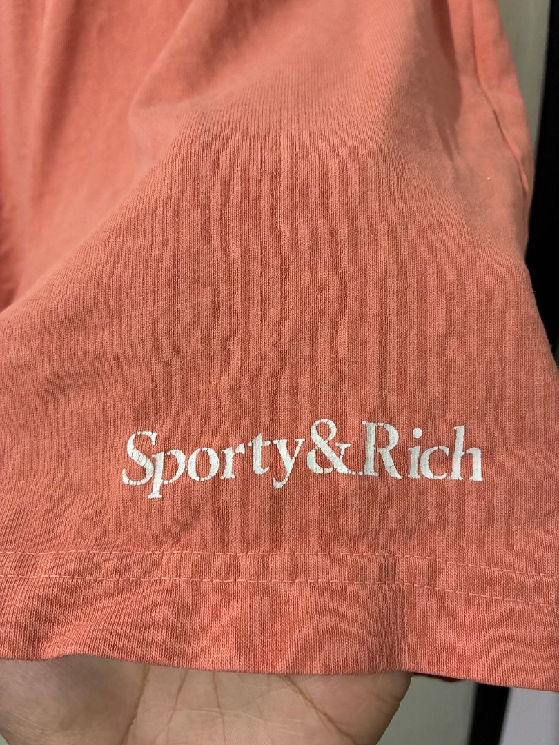 Sporty & Rich Logo Shorts (Category: Shorts) located in Santo Tomas. Submitted by tamins.thrifts (Listing ID 1467358230, Image 3). Description: Condition: 9/10 Color Rate: 9/10 Waist: 30-36" Length: 17" Leg Opening: 26" Issue/s: slight hairline cracks on the print.