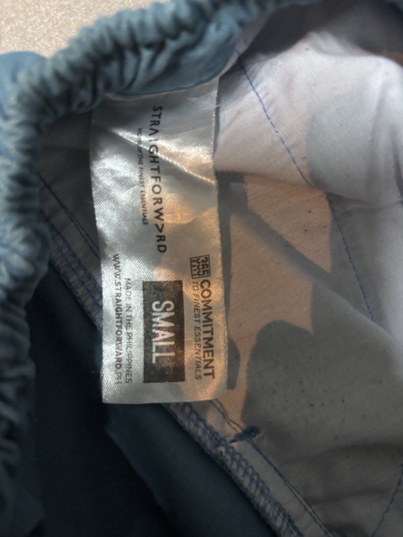 Straightforward Blue Drawstring Shorts Size Small (Category: Shorts) located in Bacoor. Submitted by arvzzy (Listing ID 1467362372, Image 3). Description: - Brand: Straightforward - Color: Light blue - Size: Small - Material/Details: Elastic waistband with dark drawstring, side pockets, single right back pocket - Origin: Made in the Philippines - Style: Casual everyday wear, easy to match with tees or tanks.